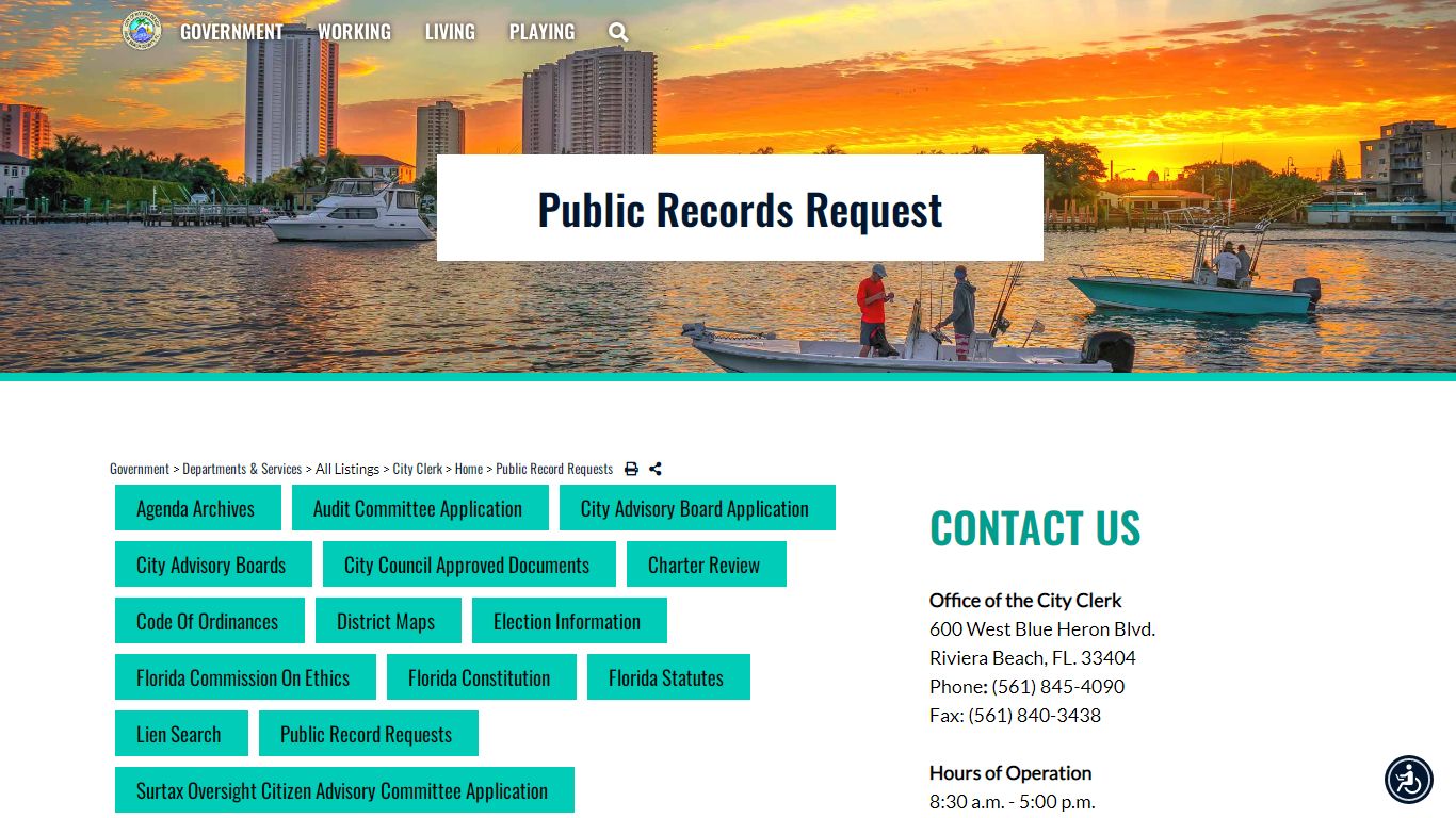 Public Records Request - Riviera Beach, Florida (FL)